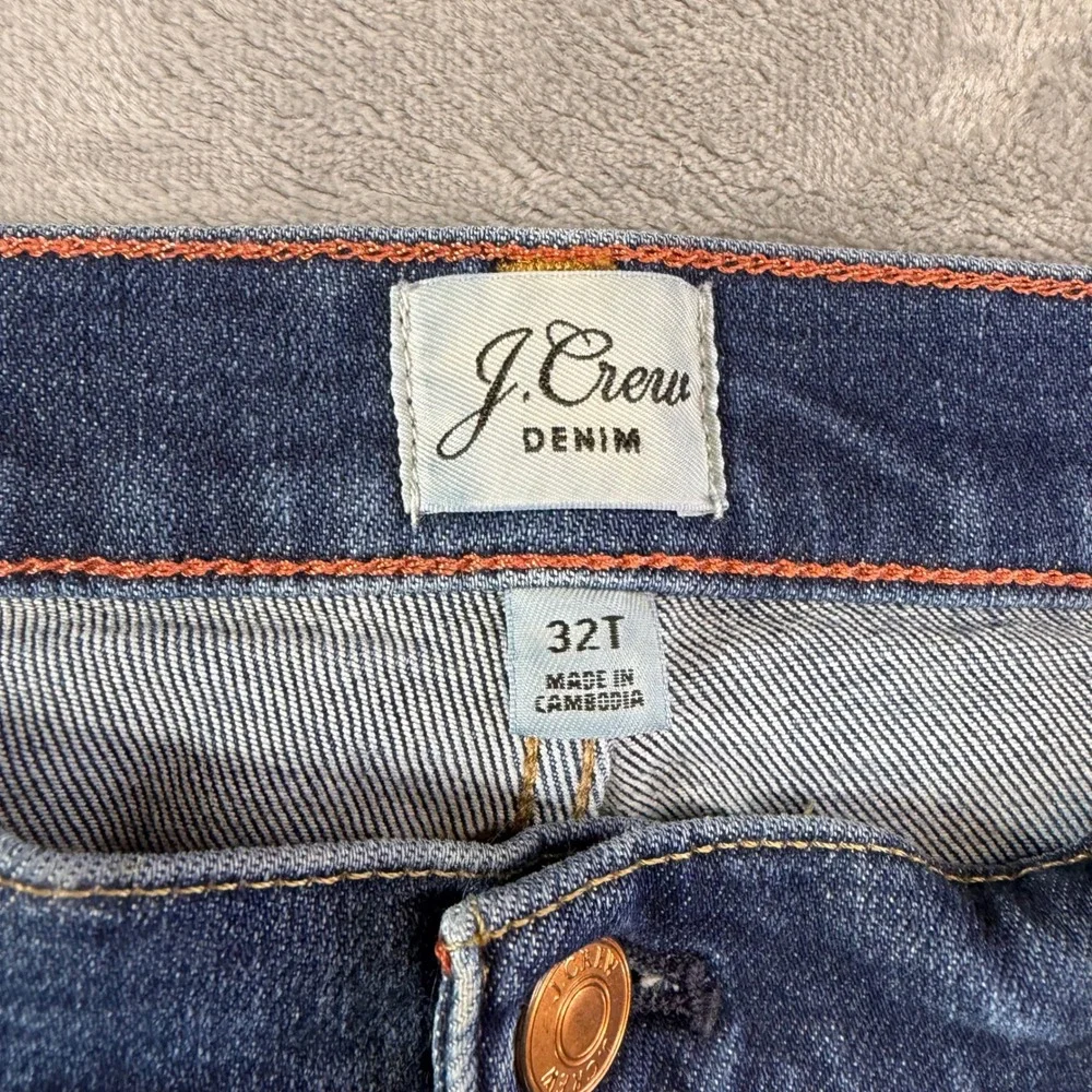 J‎ Crew Vintage Straight Jeans Women's Size 32T Blue Dark Wash Denim